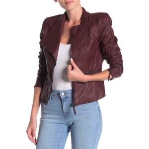 NWT Blank NYC Burgundy Faux Leather Moto Jacket